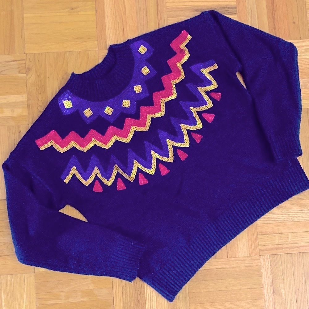 Navy Sweater Sequin Embellished - Girl’s Size 7/8 LIKE-NEW!